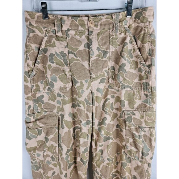 J. Crew Womens Camo Cargo Pants Size 28 Green Beige Cinched Hem Gorpcore Granola - Picture 3 of 12